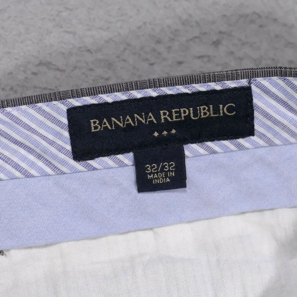 Y2K Banana Republic Pants 32x32 Mens Flat Front Straight Wide Leg Gray Cotton